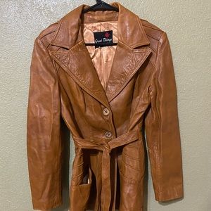 Vintage 70s Faux Leather Belted Jacket
